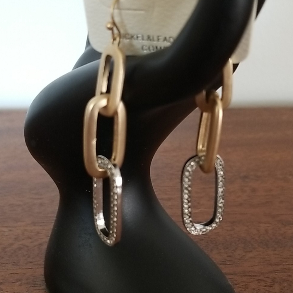 Goldtone and CZ wire hook earrings